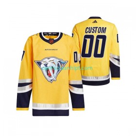 Camiseta Nashville Predators Personalizado Adidas 2022-2023 Reverse Retro Amarelo Authentic - Homem